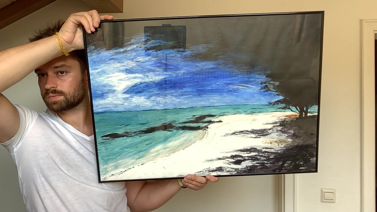 Strandbild mit viel Schwarz und Schatten (2009) - 69cm x 50cm
